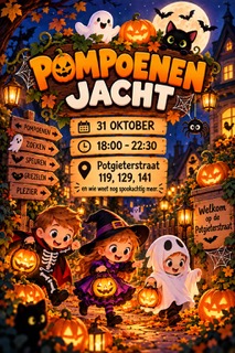 Een mooie poster om ons uit te nodigen in de Potgietersstraat